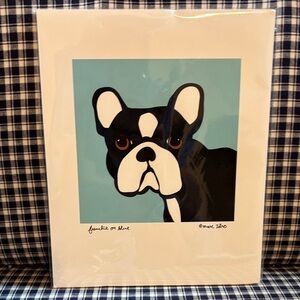 Blue & Black French Bulldog Art Print - Modern Pet Wall Decor